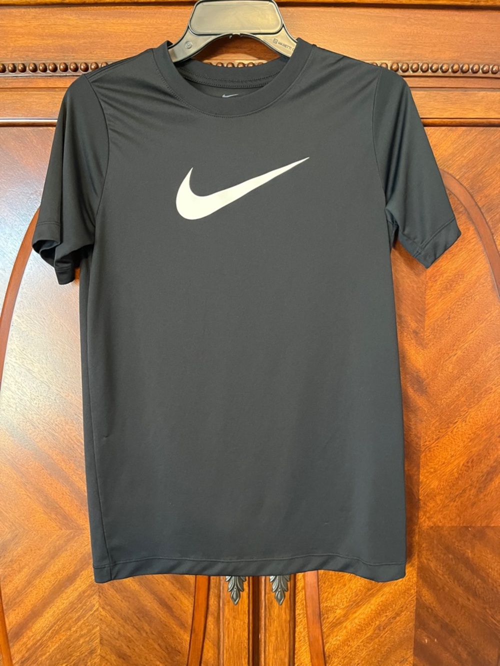 Nike Boy’s Black Short Sleeve Athletic Tee with White Swoosh